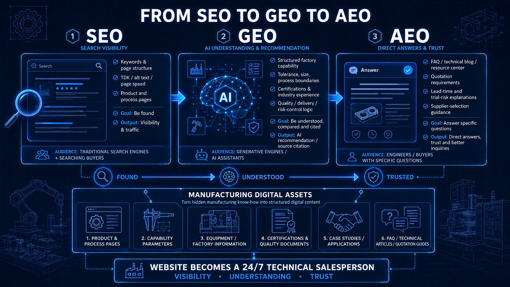 从 SEO、GEO 到 AEO 的制造企业数字资产形态